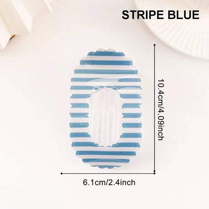 Stripe Pink Scalloped Edge Flat Hair Claw Clip