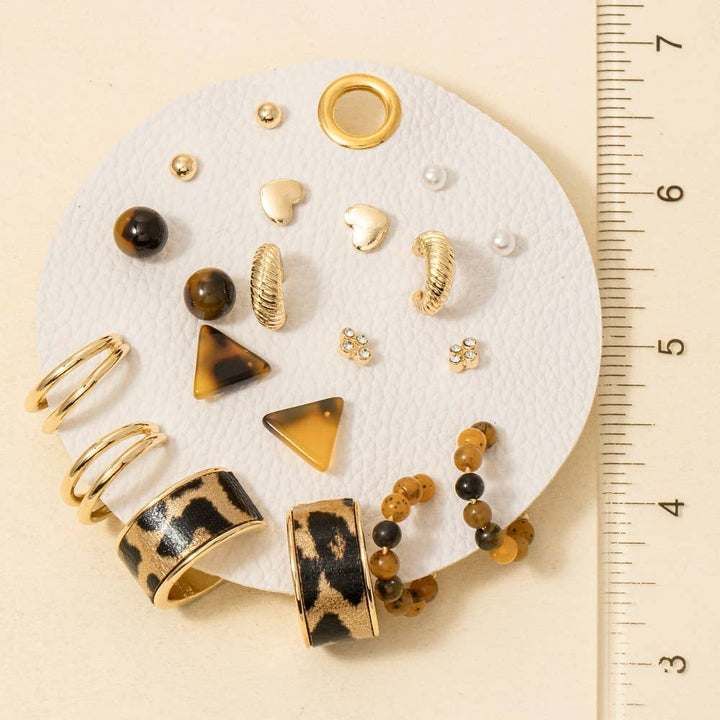 Pearl Leopard And Acrylic Assorted Earrings Set