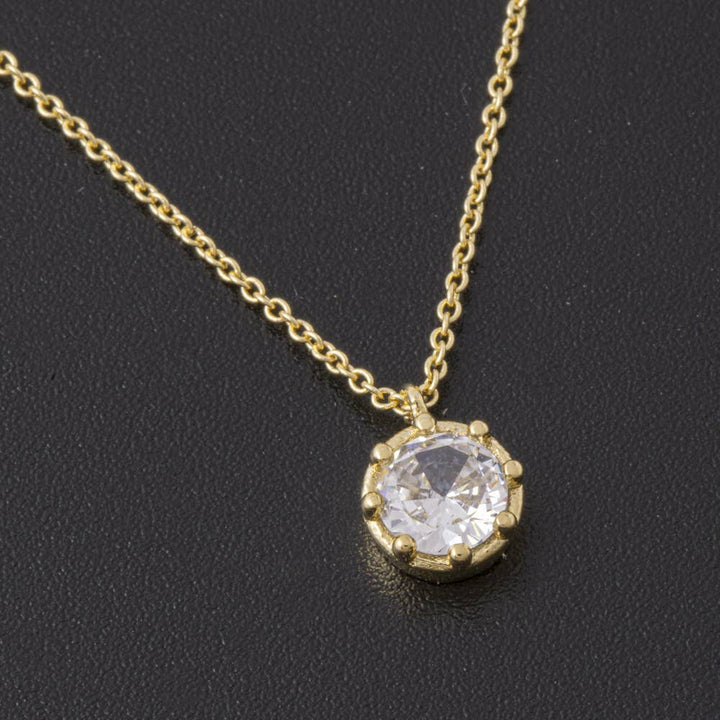 Round Bezel Cz Solitaire Pendant Necklace