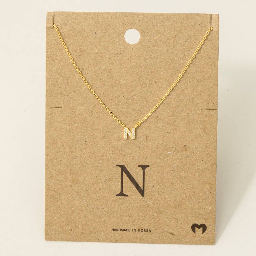 Mini Rhinestone Initial Necklace