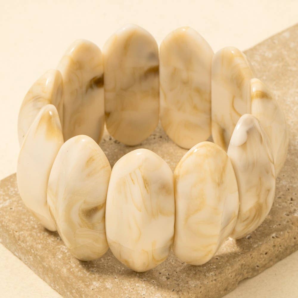 Large Oval Acetate Resin Elastic Bracelet
