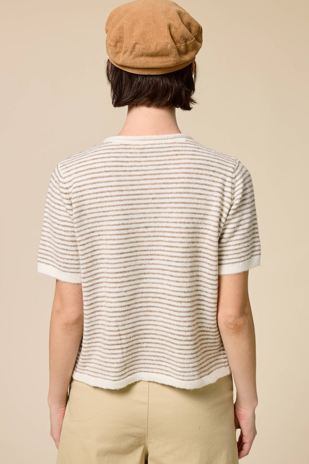 The Lucy Stripe Cardigan in Navy
