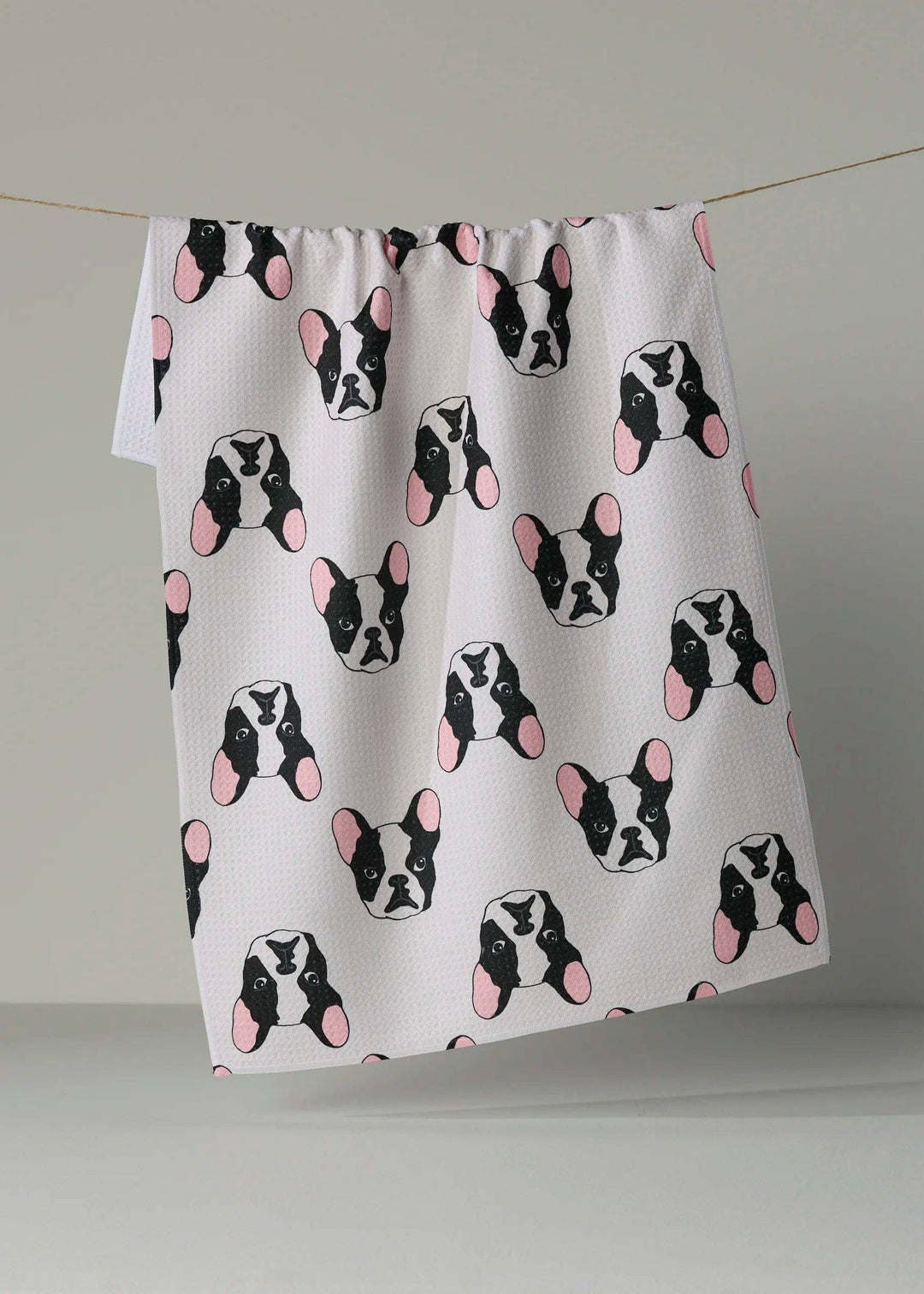 Frenchie Faces Tea Towel