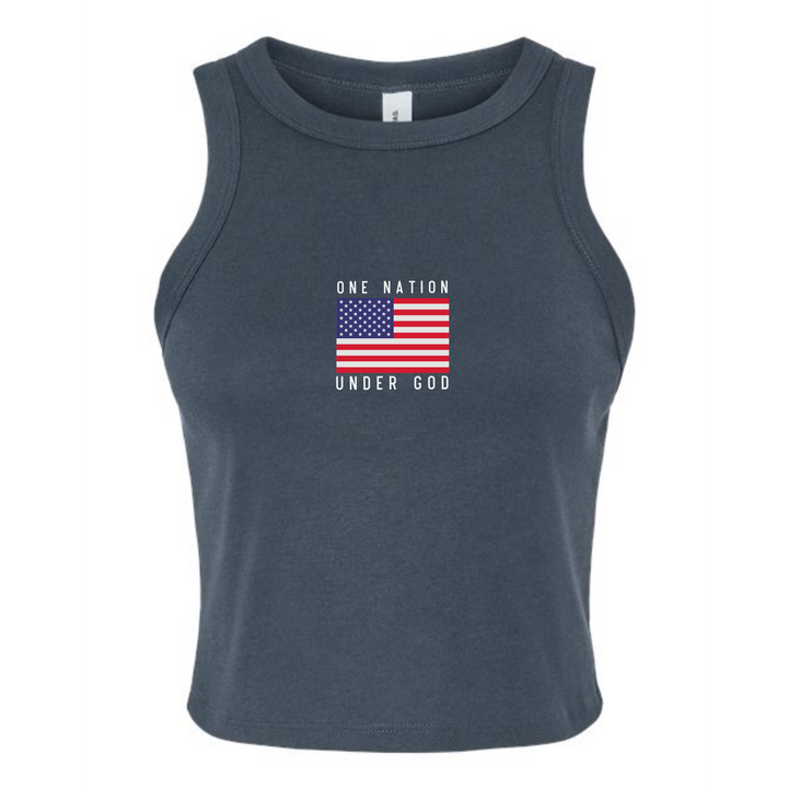 American Flag 4th of July Racer Tank in Navy