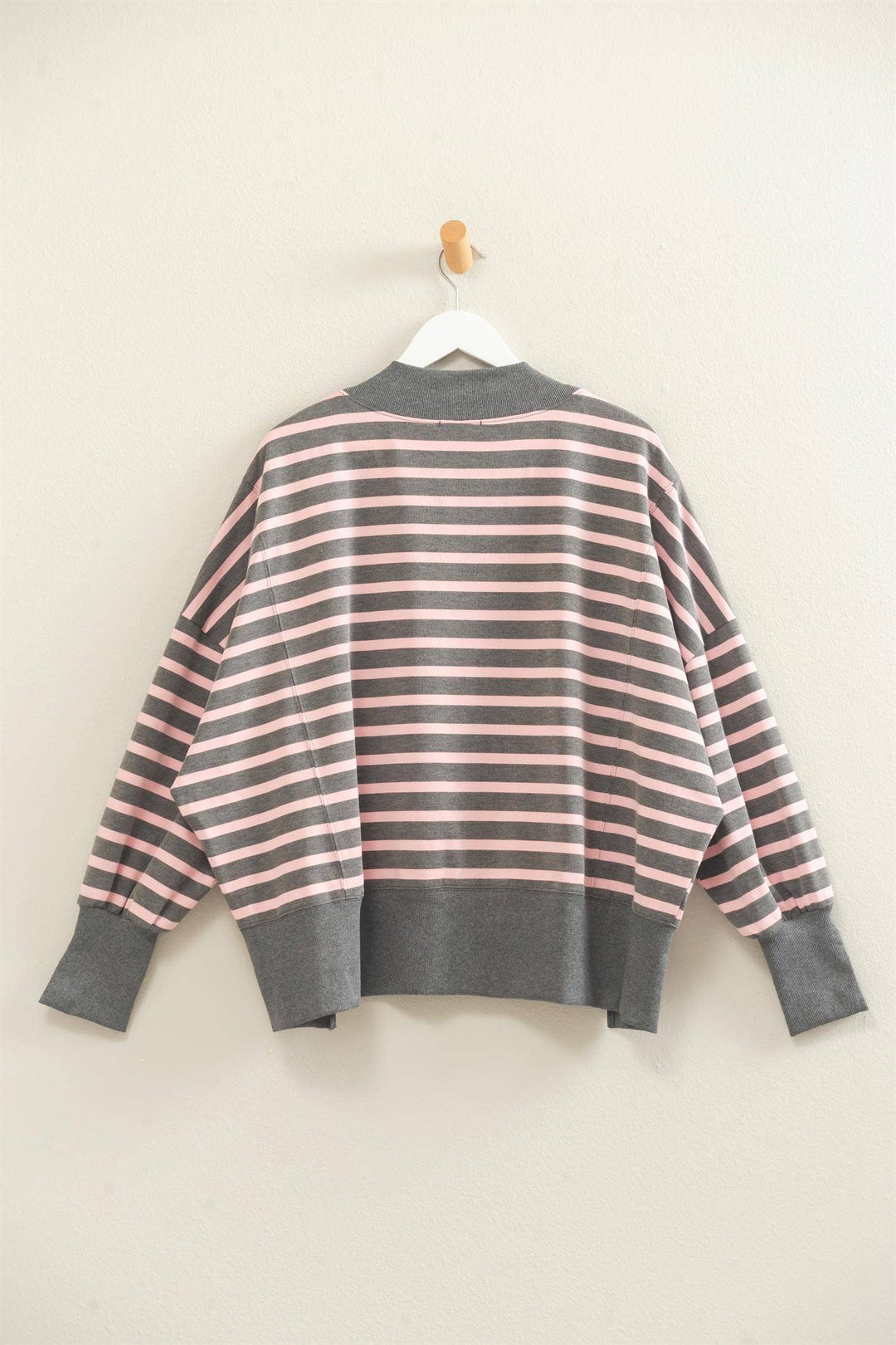 Striped Mock Neck Sweatshirt