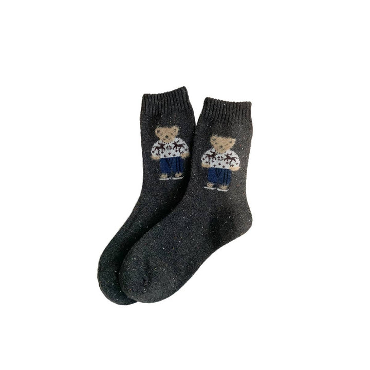 Thick Warm Wool Socks Bear Knit Crew Socks