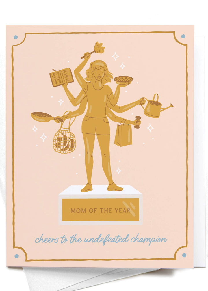 Mom of the Year Trophy Greeting Card