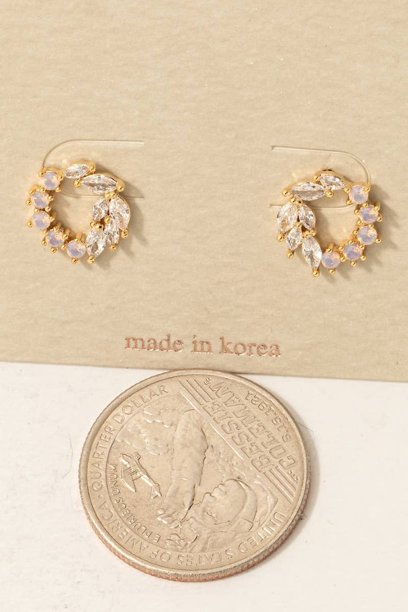 Mixed Cz Cluster Hoop Stud Earrings