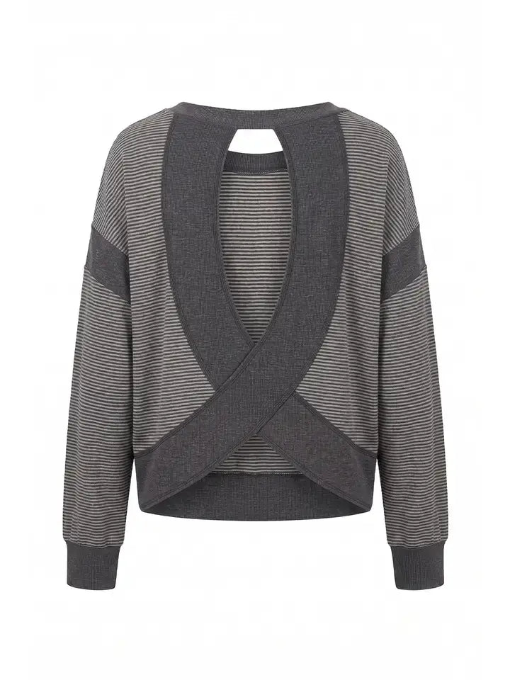 Mocha Stripe Crossback Pullover