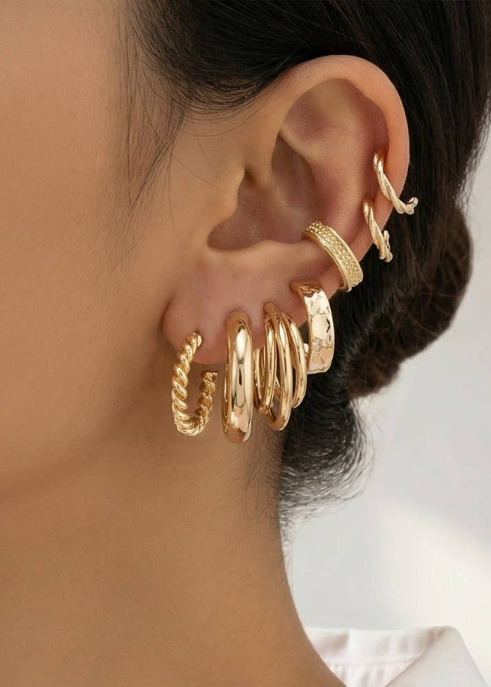 Assorted 6 Pair Hoop Earrings Set