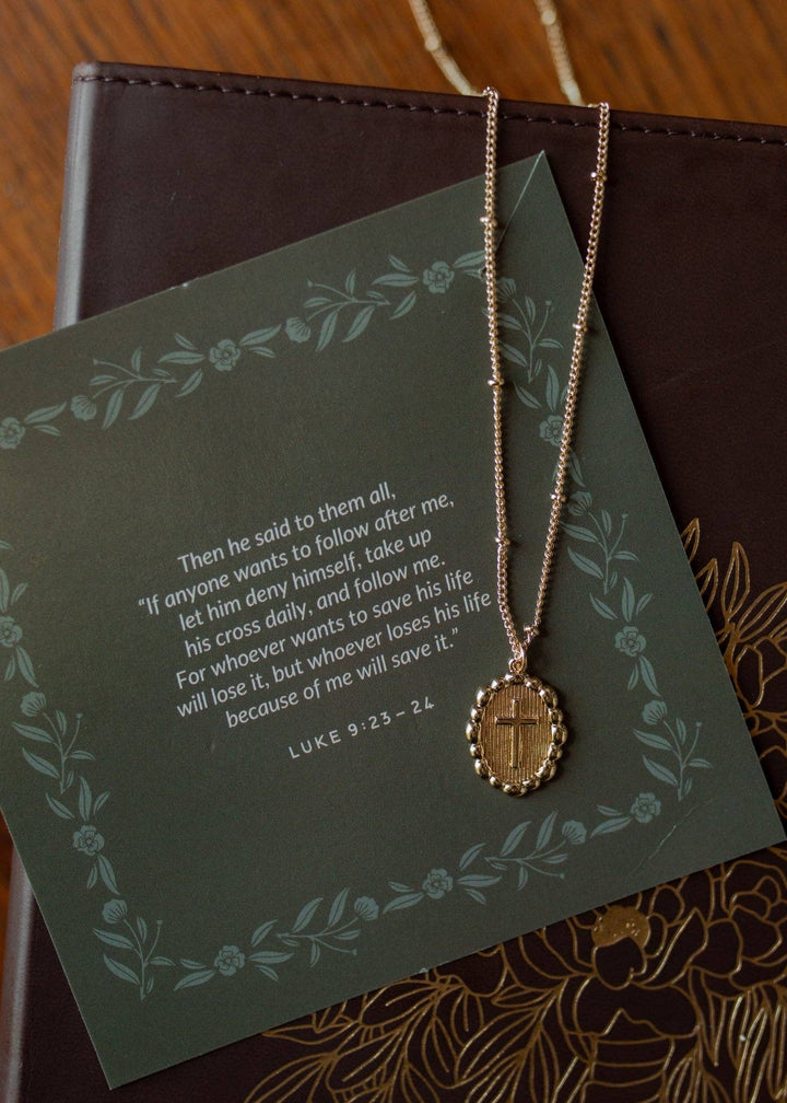 Beaded Chain Cross Necklace