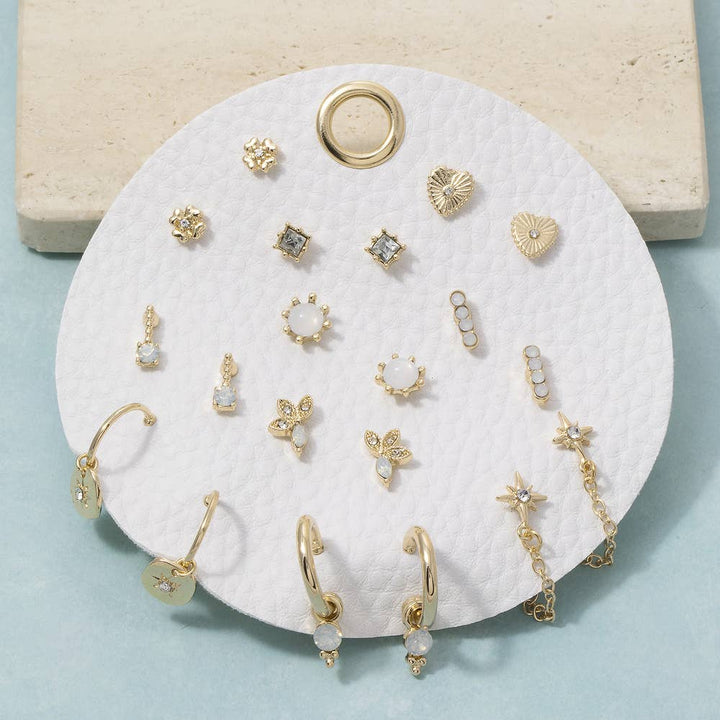 Assorted Stud Huggie And Drop Earring Set