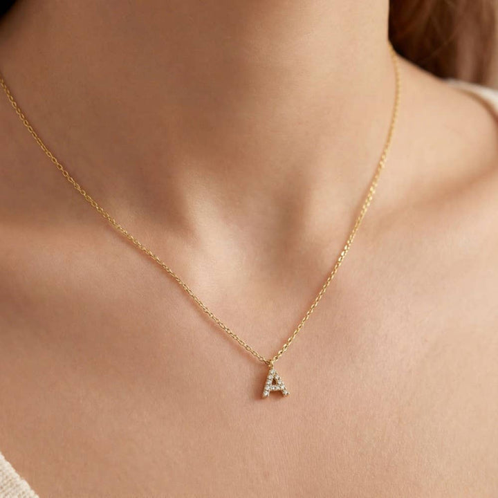 Mini Rhinestone Initial Necklace