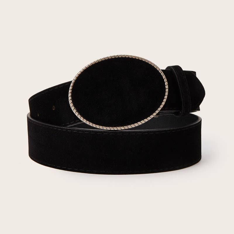 Western Oval Buckle Faux Leather &amp; Leopard Belt | 40BT660