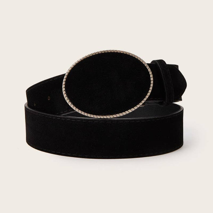 Western Oval Buckle Faux Leather &amp; Leopard Belt | 40BT660