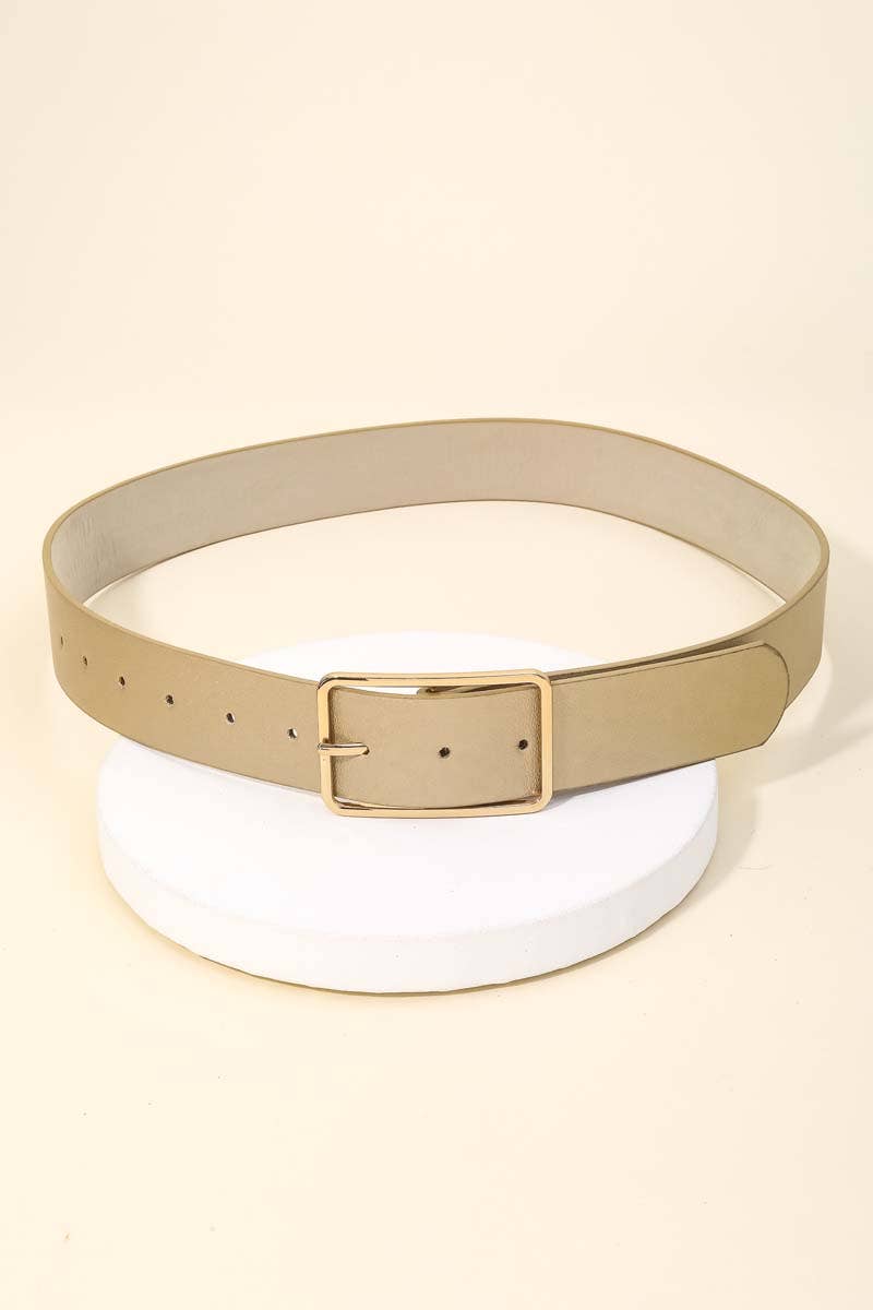 Faux Leather Rectangle Cutout Buckle Fashion Belt