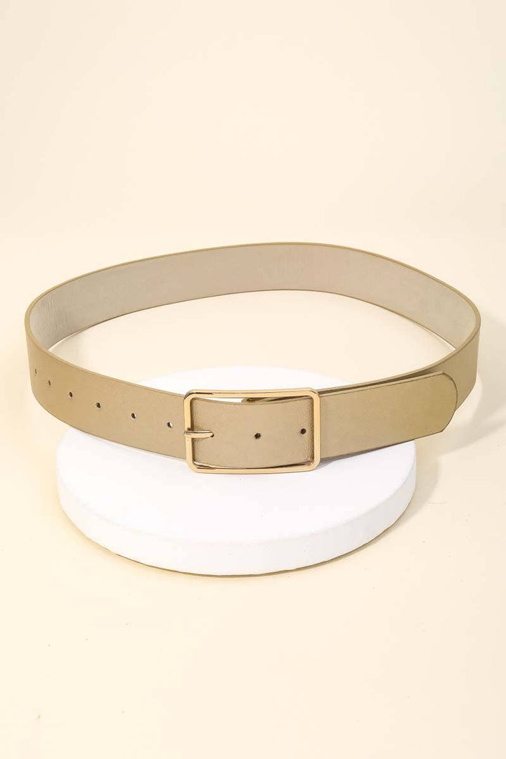 Faux Leather Rectangle Cutout Buckle Fashion Belt