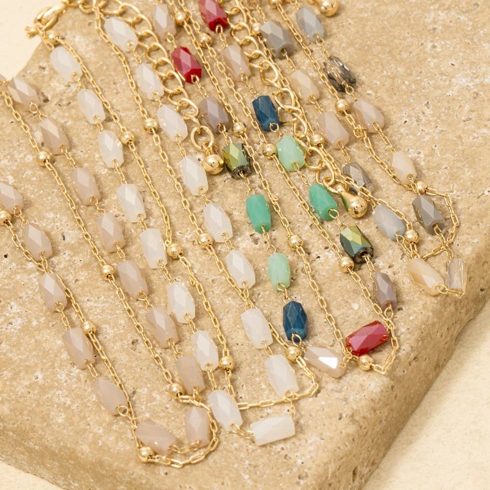 Faceted Glass Beads Layered Dainty Chain Bracelet