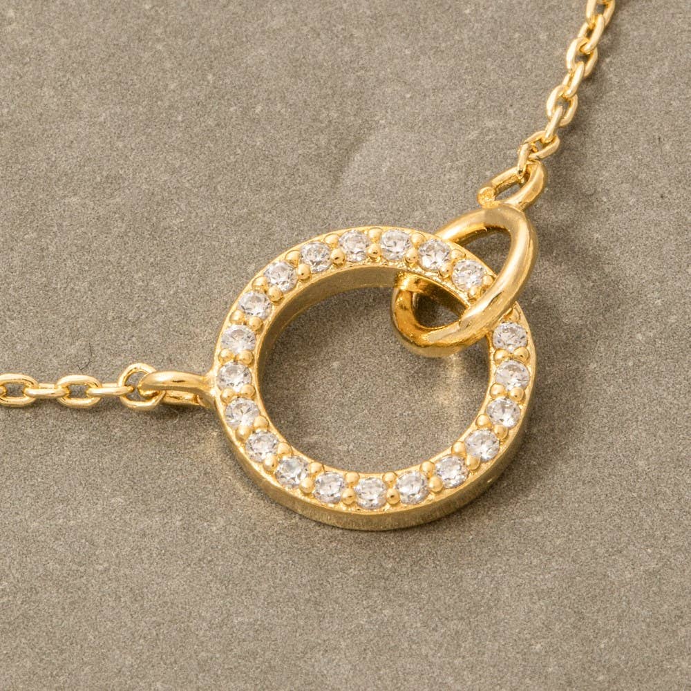 Pave Hoop Pendant Dainty Chain Necklace