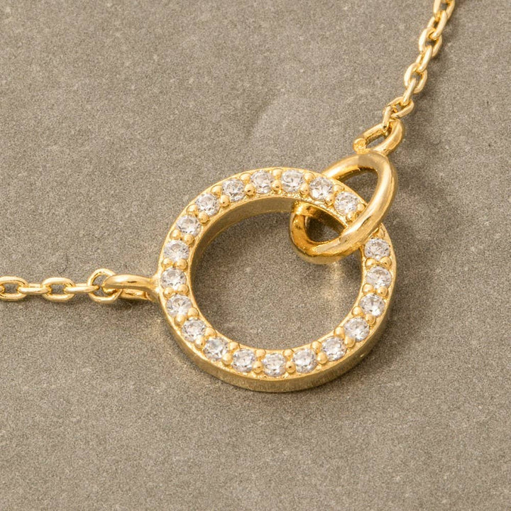 Pave Hoop Pendant Dainty Chain Necklace