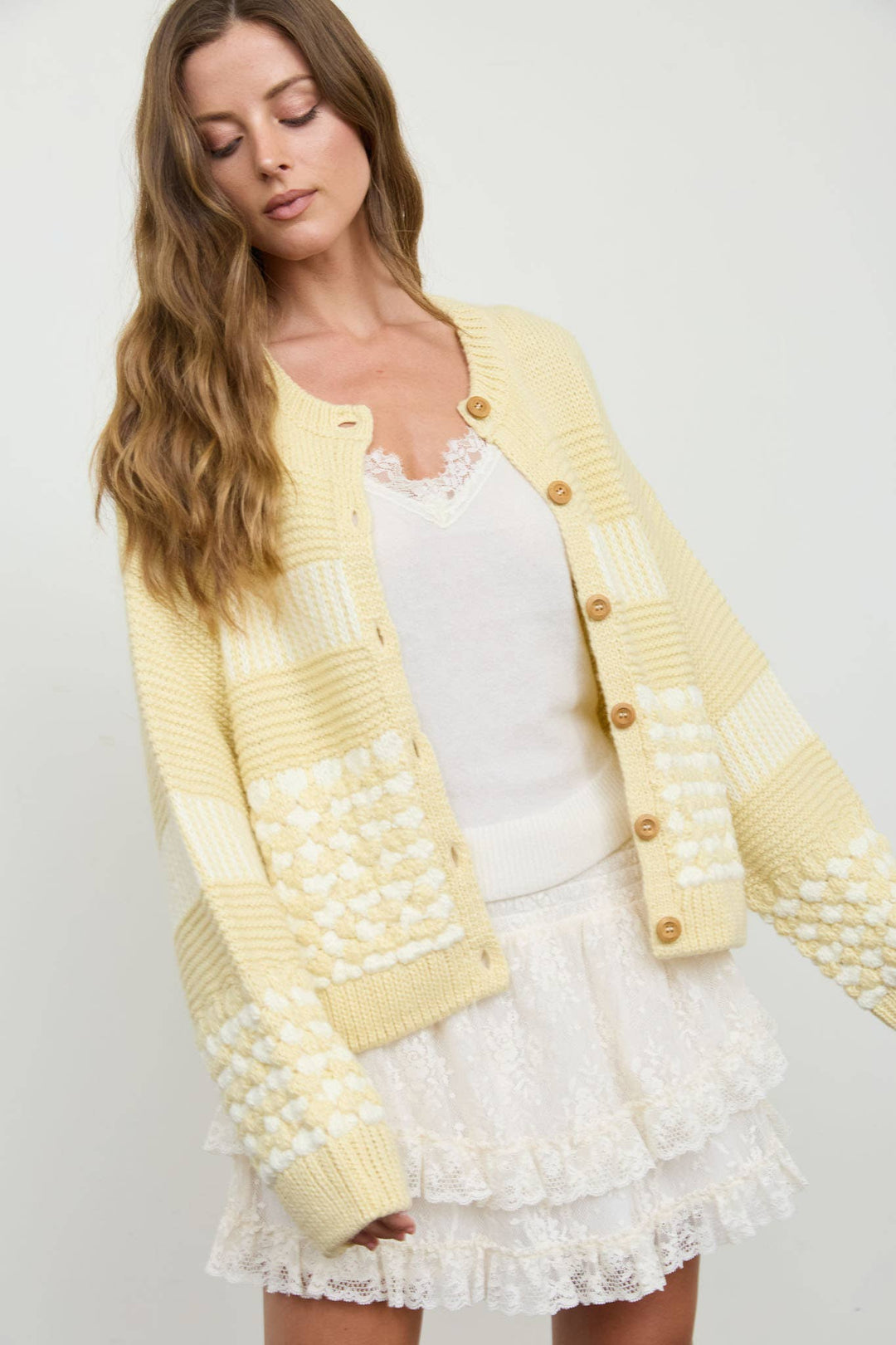 Butter Yellow Contrast Stripe Cardigan