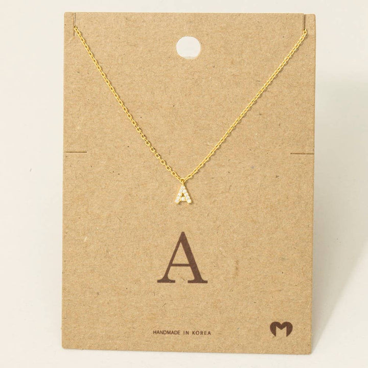Mini Rhinestone Initial Necklace