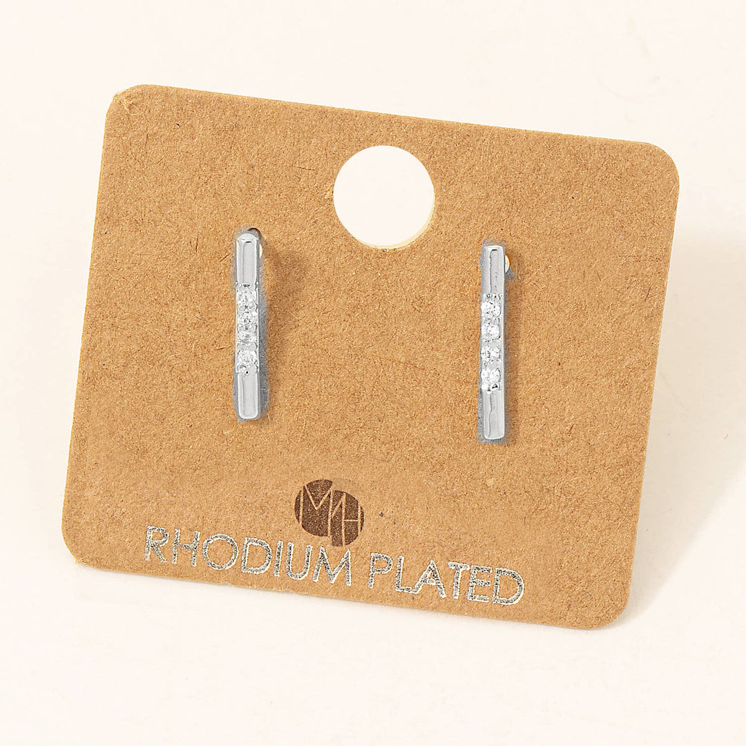 Gold Dipped Studded Bar Stud Earrings