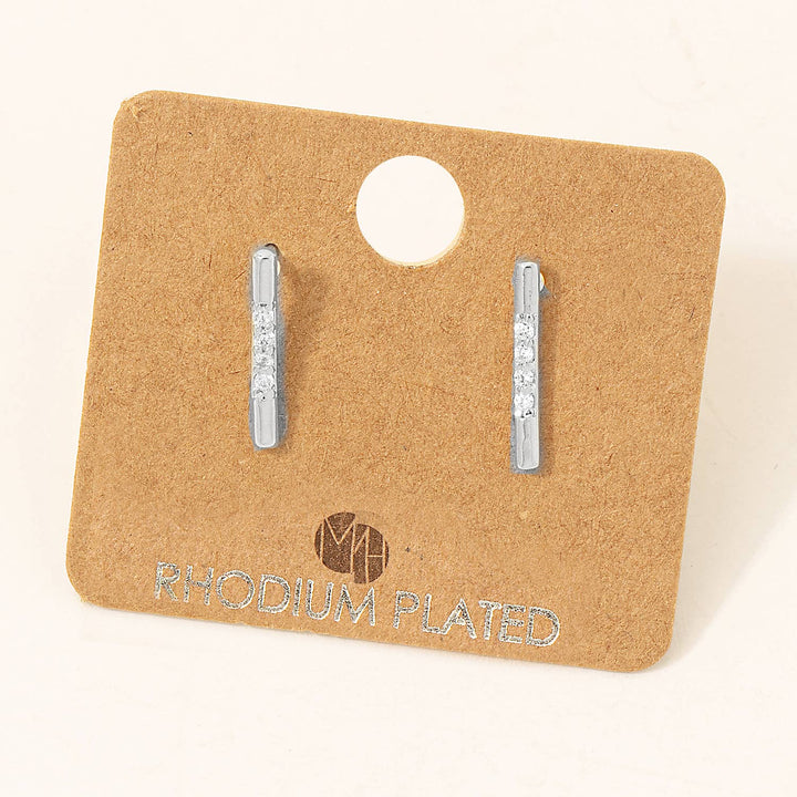 Gold Dipped Studded Bar Stud Earrings