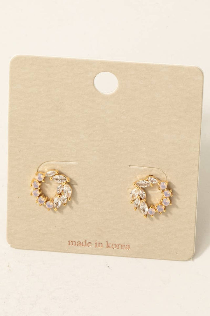 Mixed Cz Cluster Hoop Stud Earrings