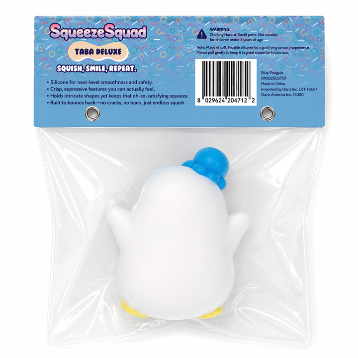 SqueezeSquad Taba Deluxe Premium Silicone Squishy Fidget Toy - Blue Penguin
