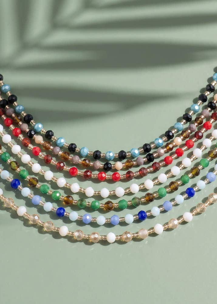 Dainty Faceted Bead Station Chain Necklace