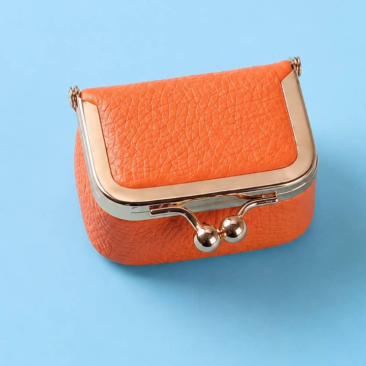 Mini Pebbled LEather Kiss Lock Travel Jewelry Box