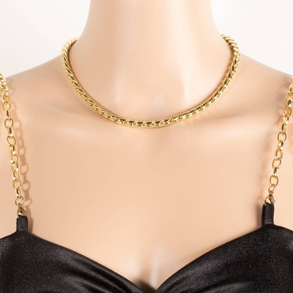 Gold Dipped Twisted Chain Necklace