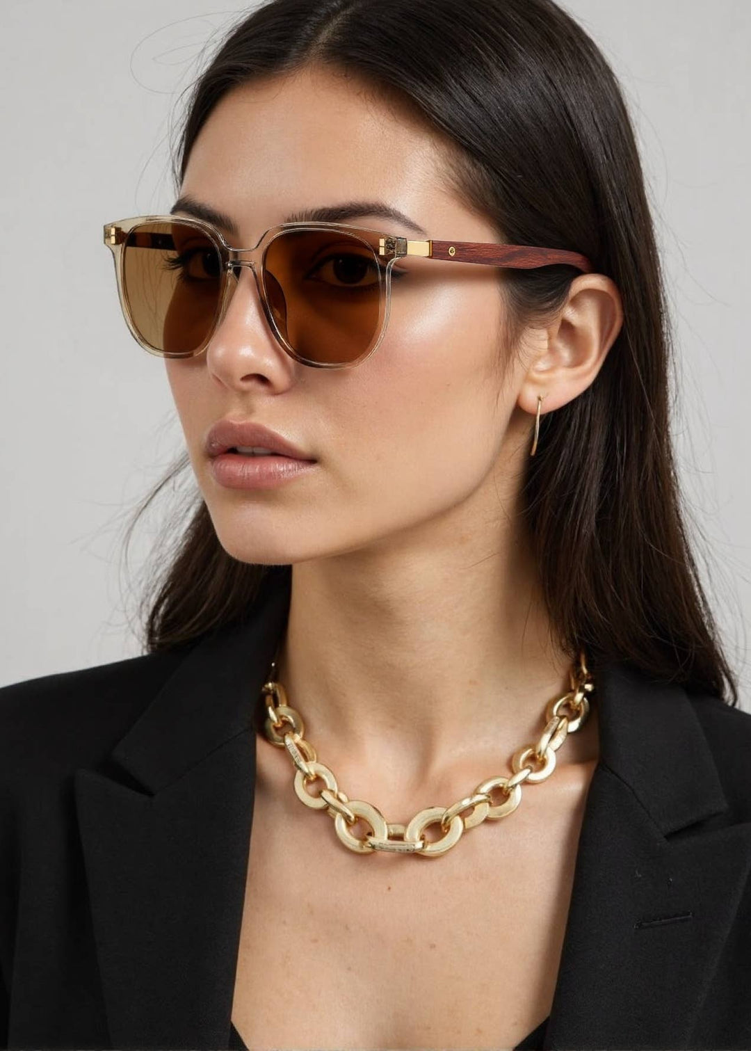 Wood Grain Square Sunglasses