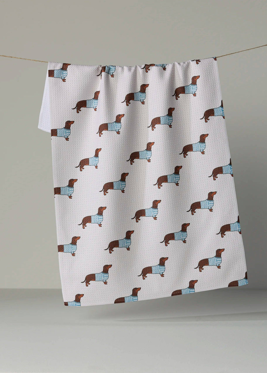 Coastal Dachshund Tea Towel
