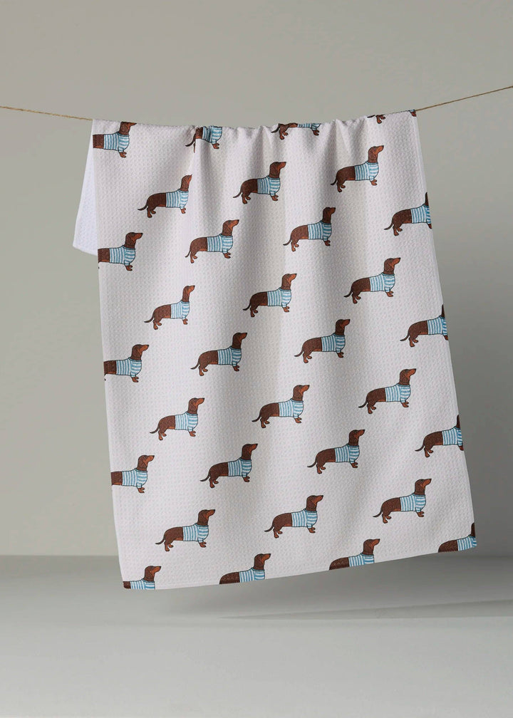 Coastal Dachshund Tea Towel