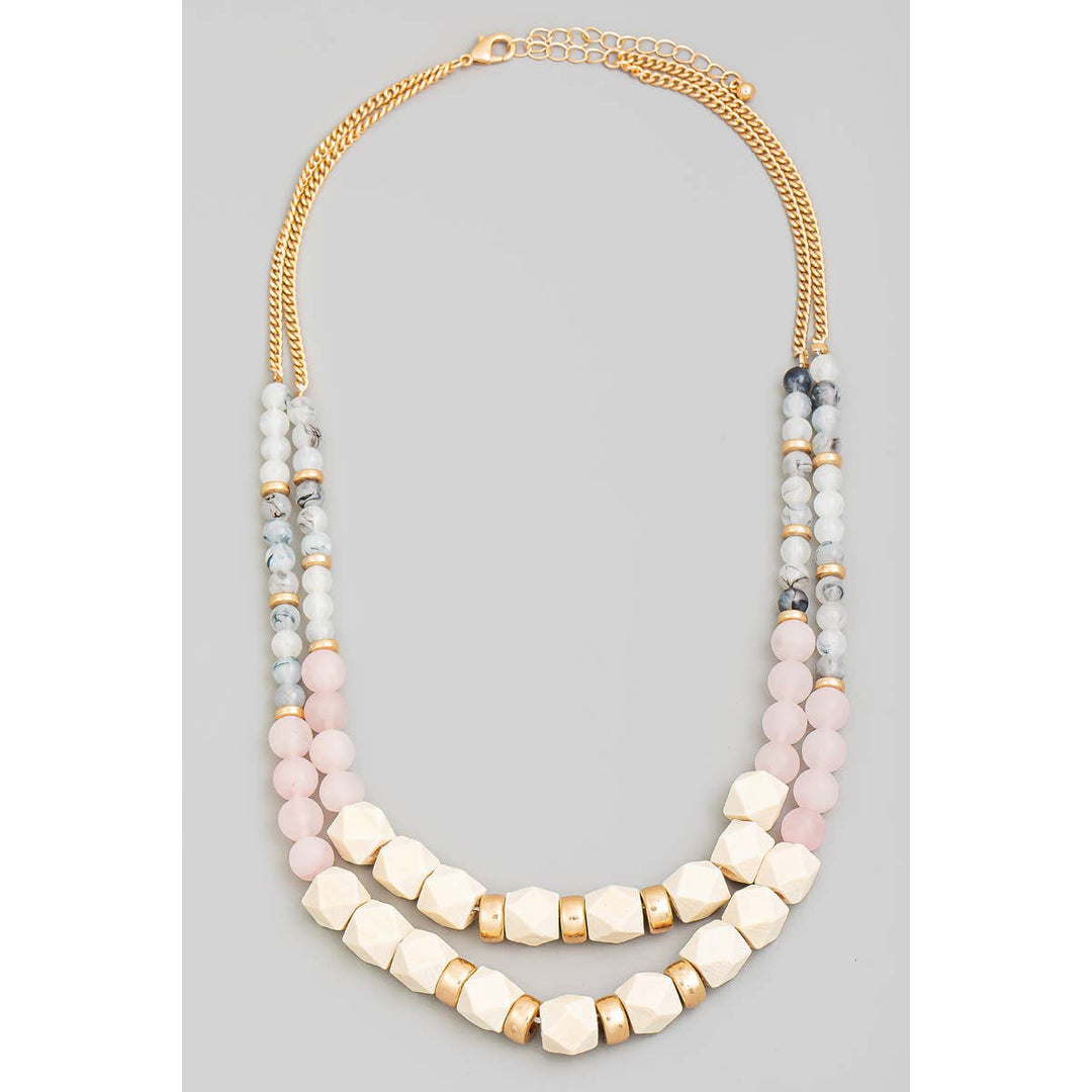 Layered Mixed Wooden Beaded Necklace