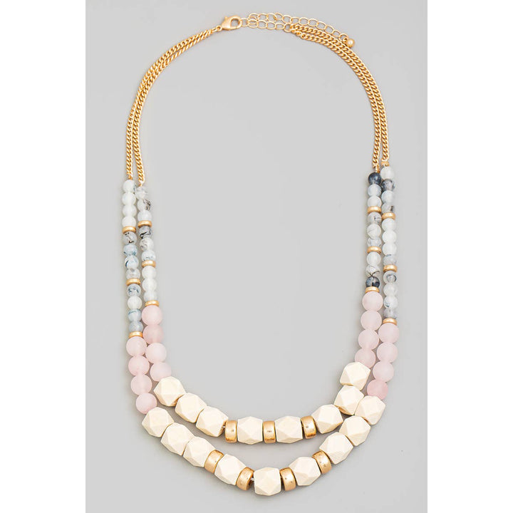 Layered Mixed Wooden Beaded Necklace