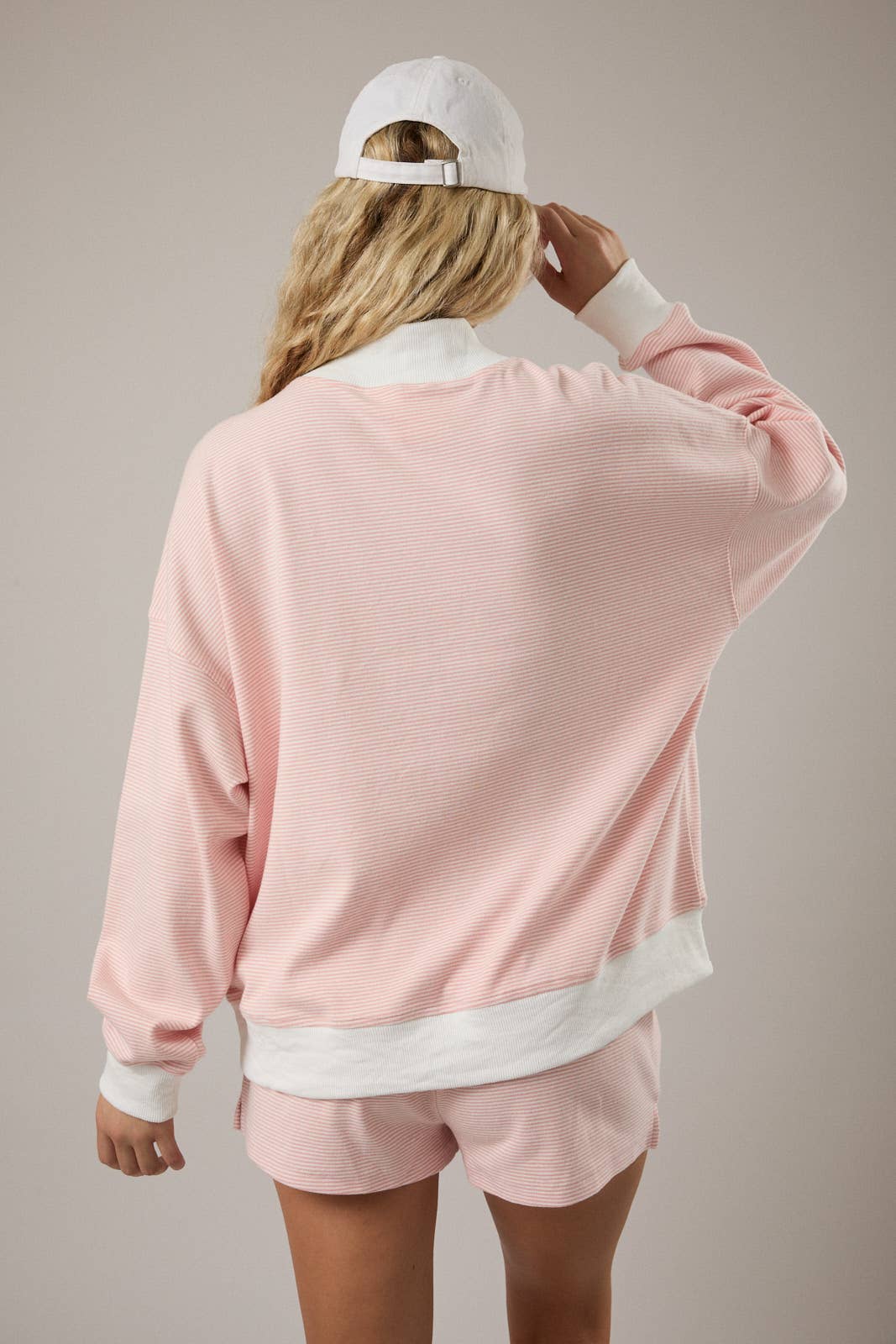 The Sage Cream Stripe Mock Top