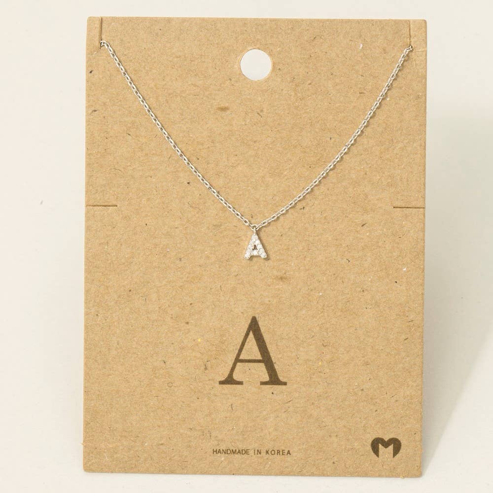Mini Rhinestone Initial Necklace