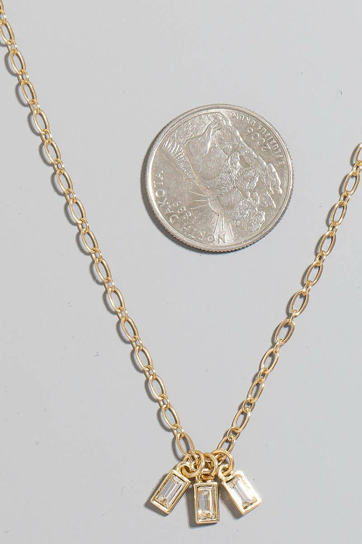 RESTOCK Faceted Glass Baguette Charms Chain Necklace
