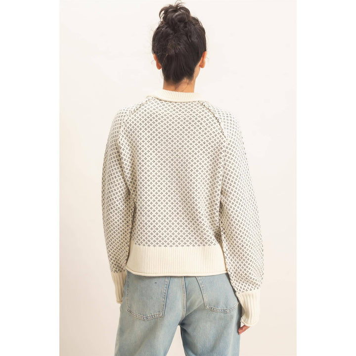 Patterned Mock Neck Sweater