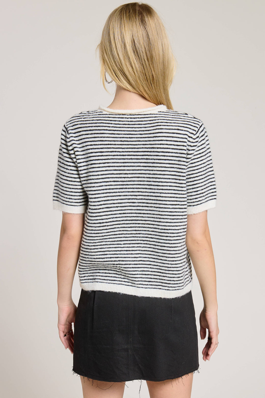 The Lucy Stripe Cardigan in Navy