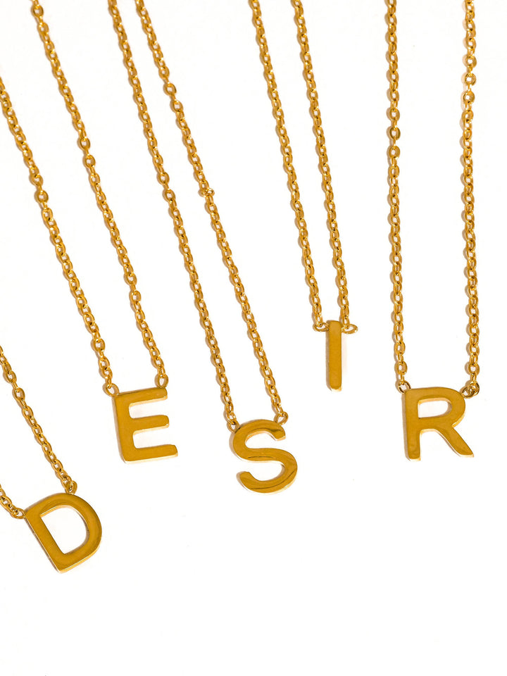 Desir 18K Gold Non-Tarnish Petite Classic Letter Necklace