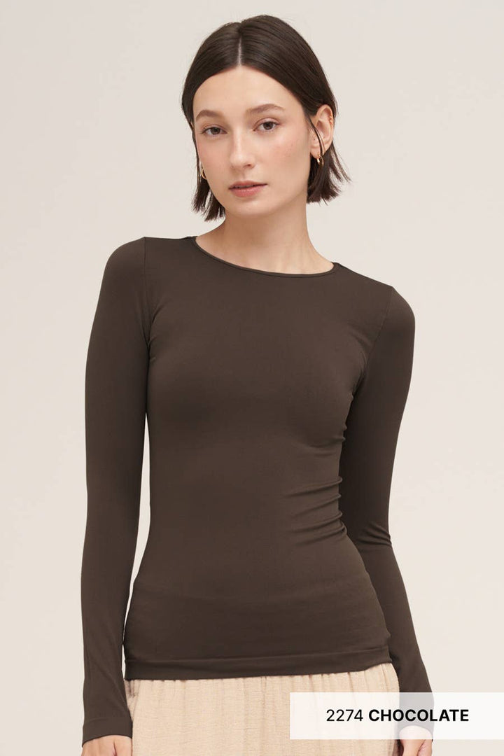 Long Sleeve Crew Neck Top in Black
