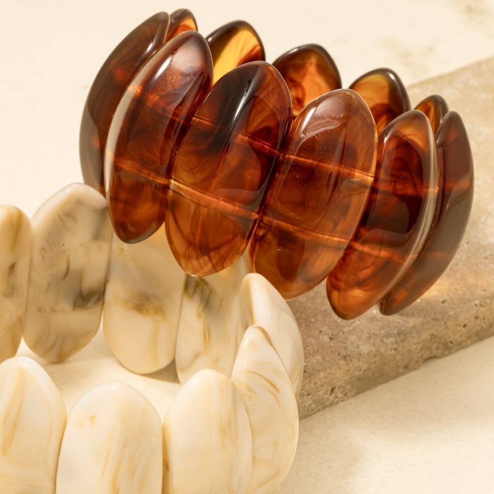 Large Oval Acetate Resin Elastic Bracelet