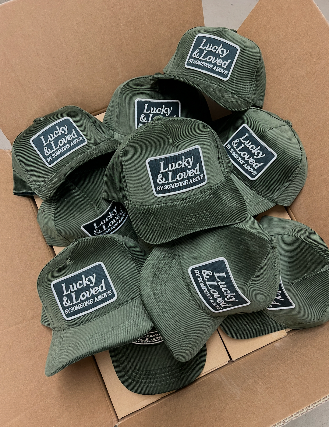 Lucky &amp; Loved By Someone Above Corduroy Hat