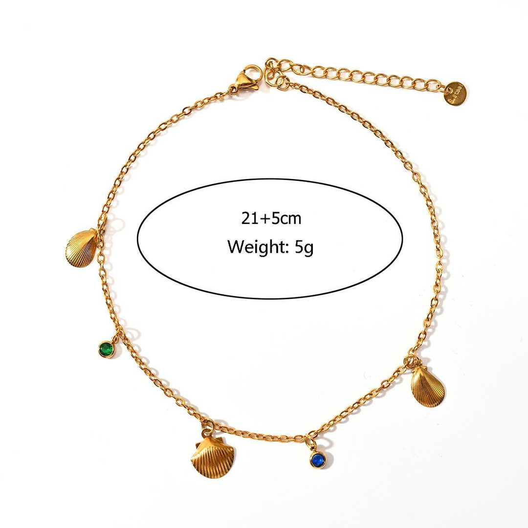 Stainless Steel Anklet with Colorful Stone Beads