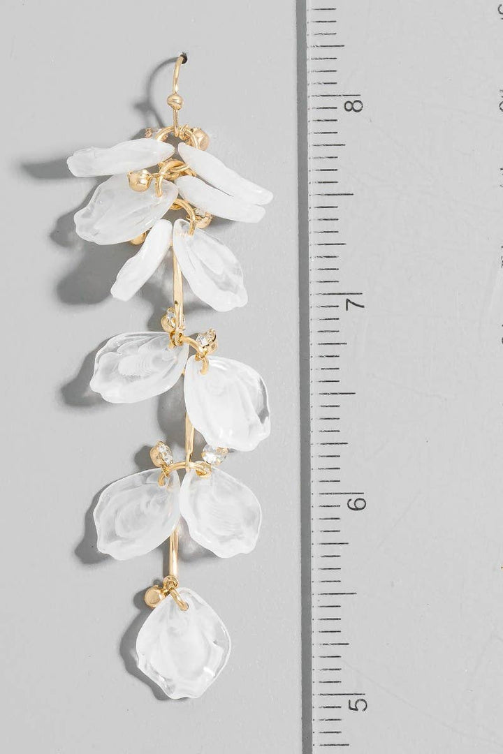 Resin Flower Petals Dangle Chain Earrings
