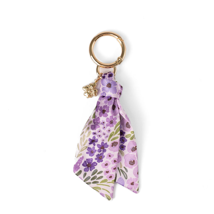 Floral Satin Keychain Blue Stripes